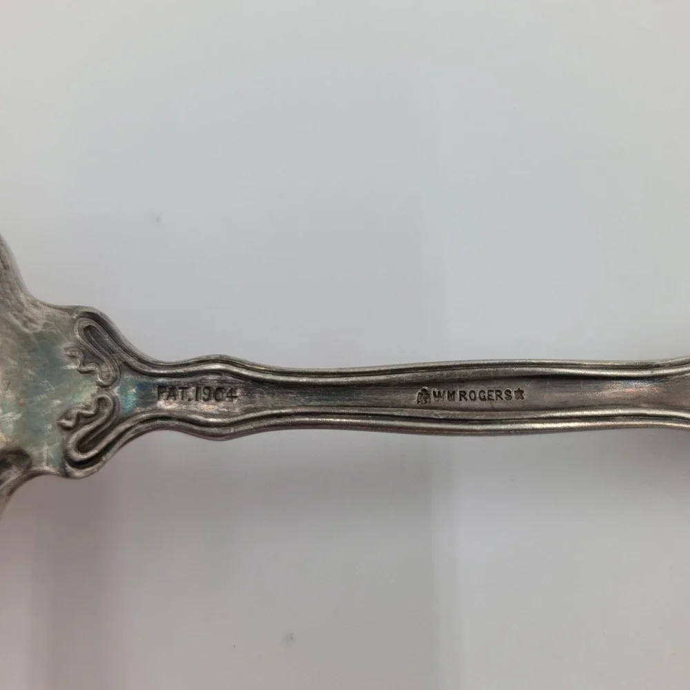 Wm Rogers Narcissus 1904 Silverplate Cold Meat Fork Antique Floral Serving Fork